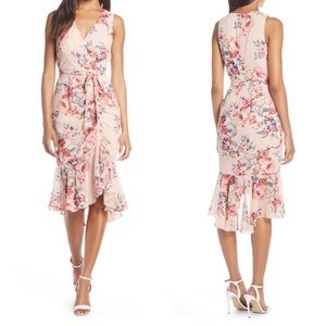 Eliza J Faux Wrap Pink Midi Sleeveless Dress 18